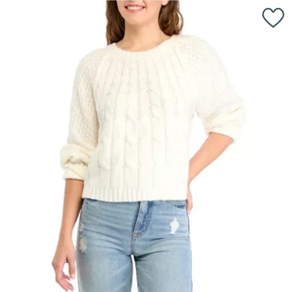 New Olive + Oak Ivory Cable Knit Sweater Small‎